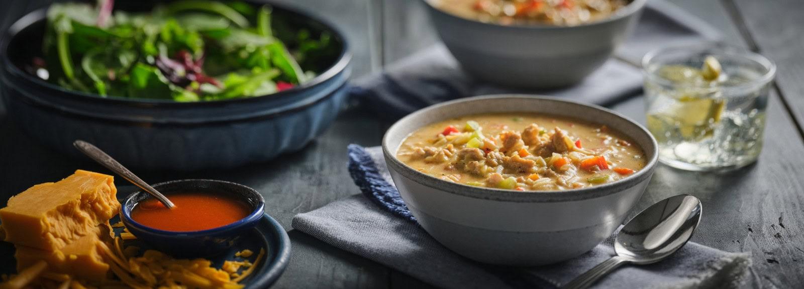 Soupe crémeuse au poulet cajun