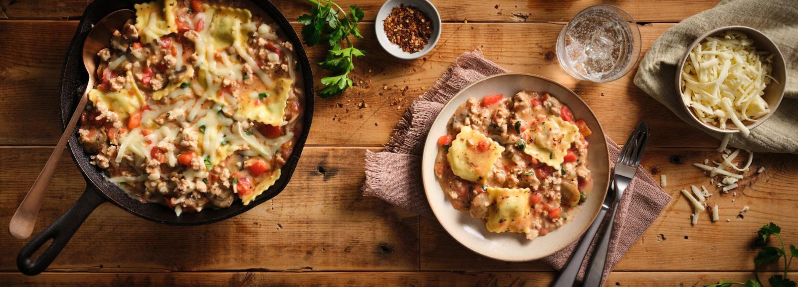 Casserole de raviolis cacciatore