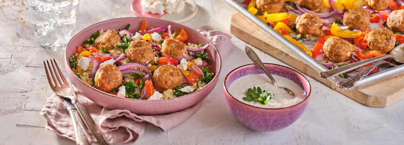 Boulettes de poulet shawarma et couscous