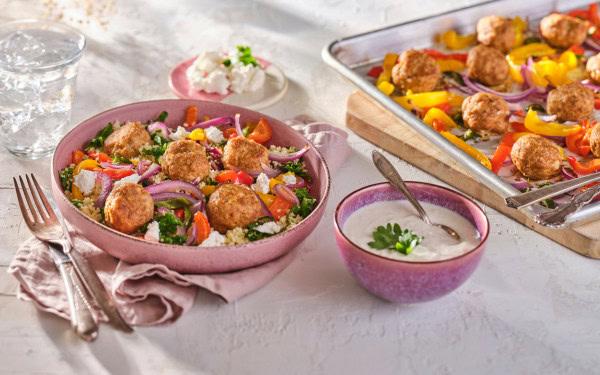 Boulettes de poulet shawarma et couscous